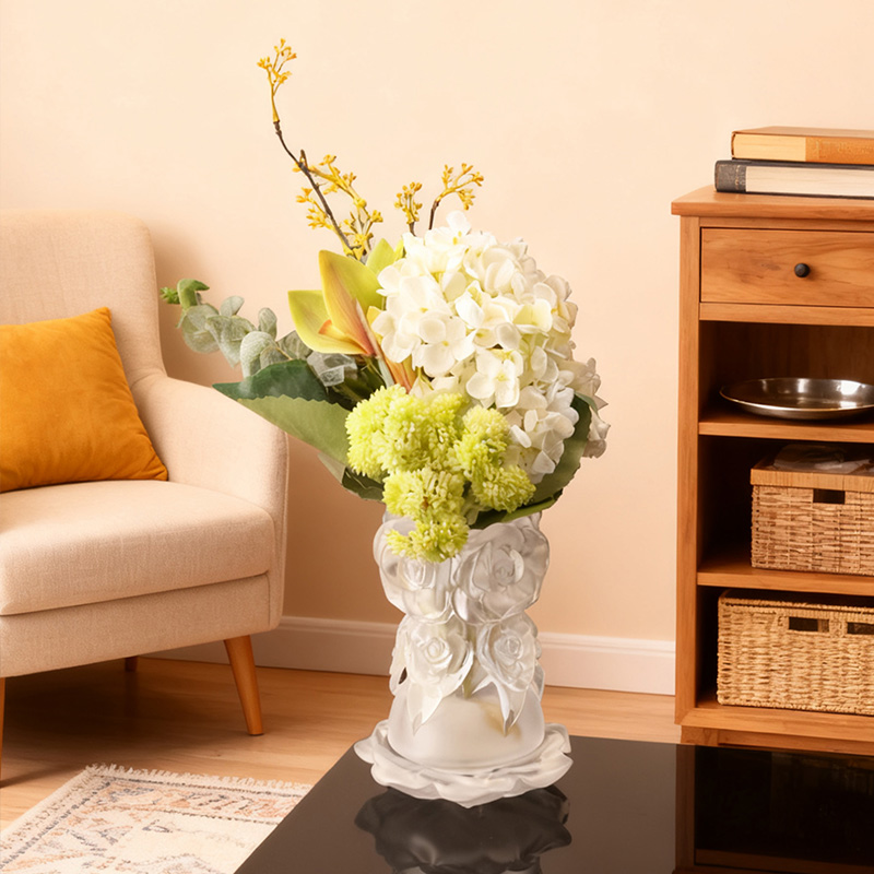 লস্ট-ওয়াক্স কাস্টিং প্রসেস গ্লাস হোম ডেকোর ক্রিস্টাল গ্লাস ফুলদানি 