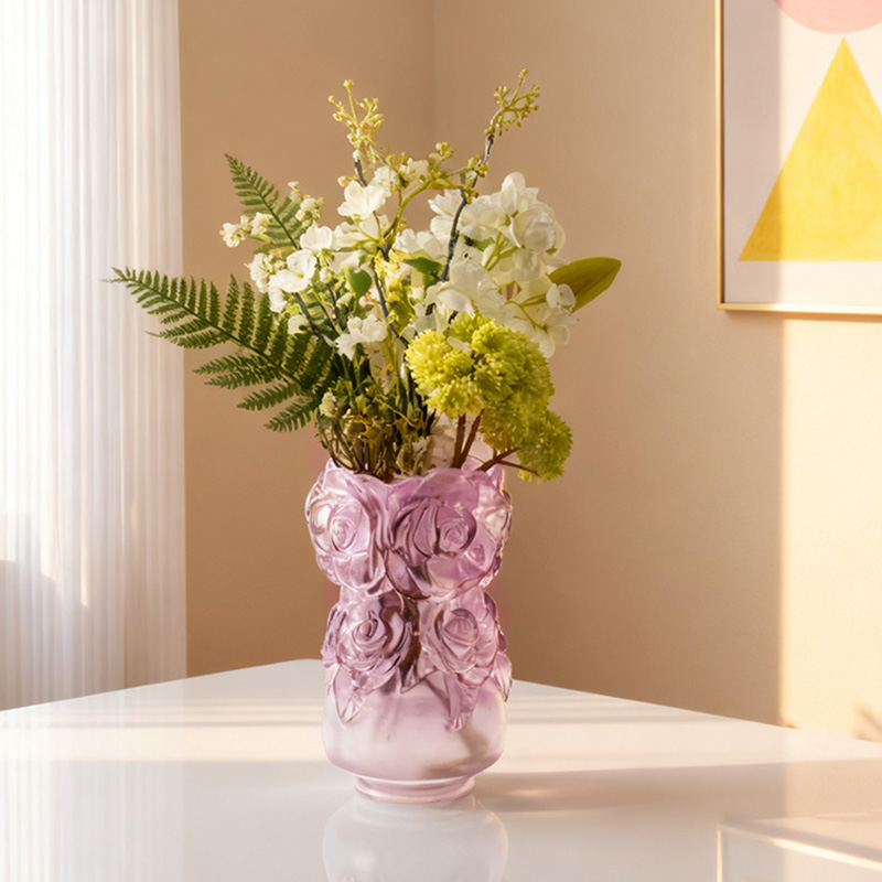 লস্ট-ওয়াক্স কাস্টিং প্রসেস গ্লাস হোম ডেকোর ক্রিস্টাল গ্লাস ফুলদানি