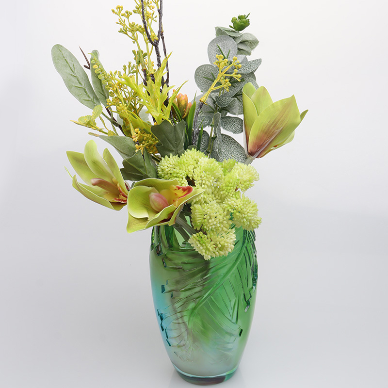 কাচের ফুলদানি লিভিং রুম ফুলের বিন্যাস ক্রিস্টাল গ্লাস শৈল্পিক দানি বাড়ির সাজসজ্জা ডাইনিং টেবিল অলঙ্কার