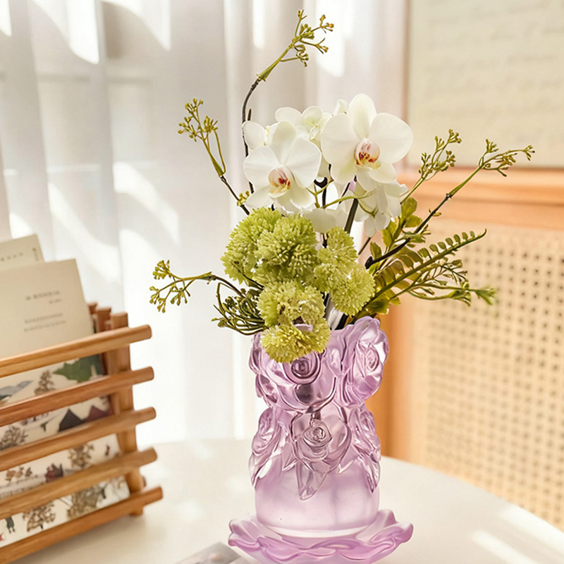 লস্ট-ওয়াক্স কাস্টিং প্রসেস গ্লাস হোম ডেকোর ক্রিস্টাল গ্লাস ফুলদানি