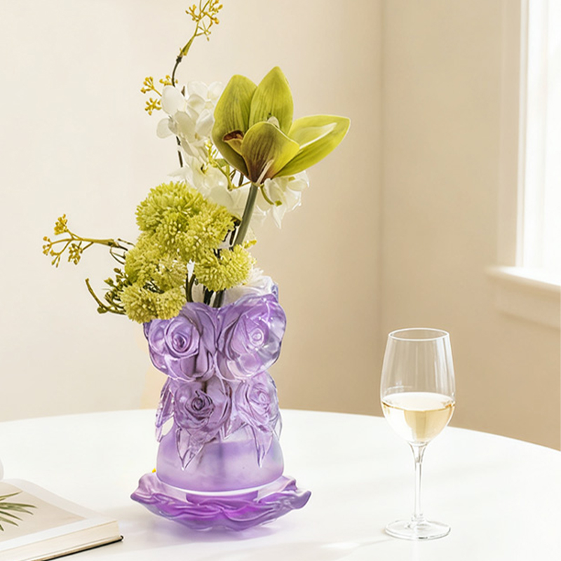 লস্ট-ওয়াক্স কাস্টিং প্রসেস গ্লাস হোম ডেকোর ক্রিস্টাল গ্লাস ফুলদানি