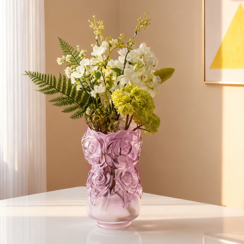 লস্ট-ওয়াক্স কাস্টিং প্রসেস গ্লাস হোম ডেকোর ক্রিস্টাল গ্লাস ফুলদানি