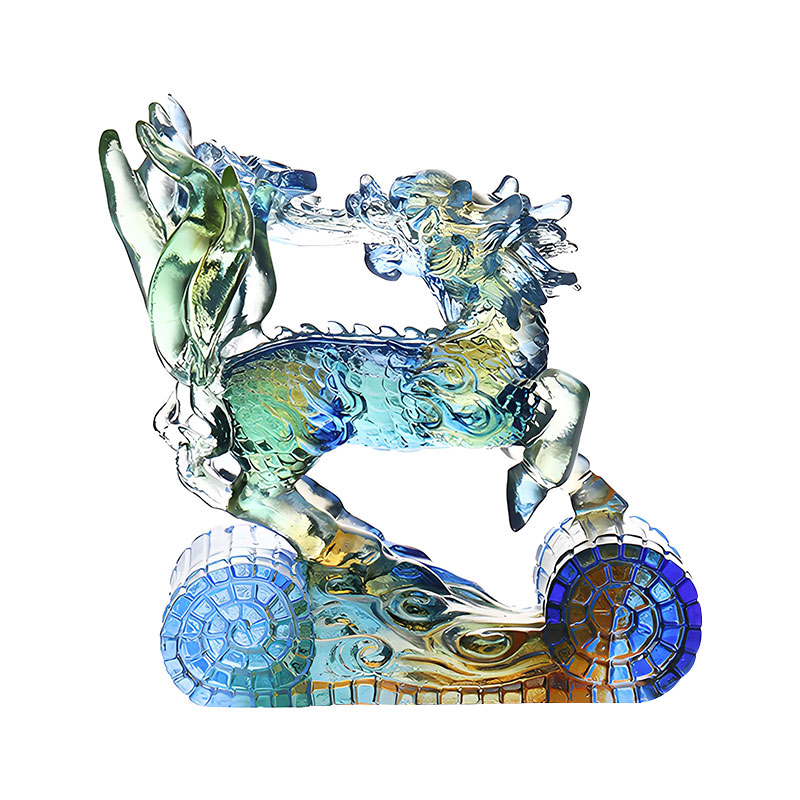 উইজডম কিরিন ব্লু অ্যাম্বার সবুজ রঙের কাচের ক্রিস্টাল অলঙ্কার