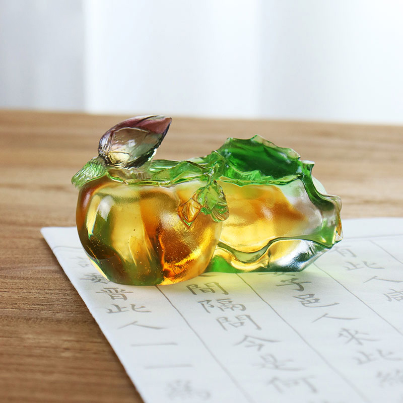 পার্সিমন-আকৃতির রঙিন ক্রিস্টাল গ্লাস ভাস্কর্য অলঙ্কার