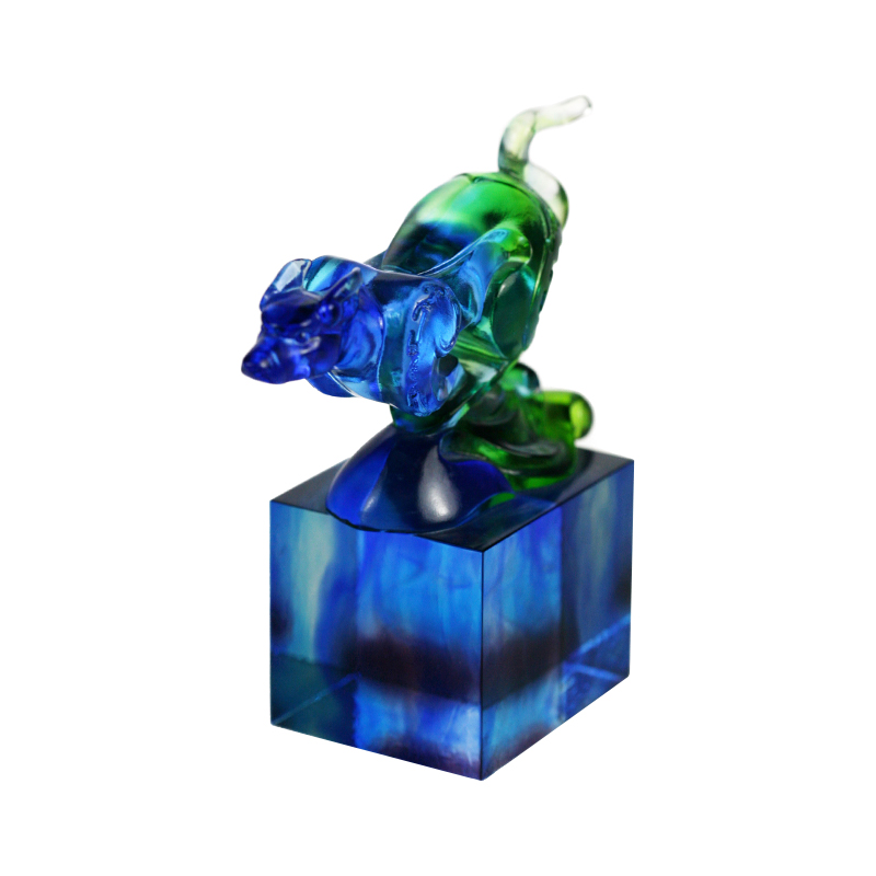 নীল-সবুজ শাস্ত্রীয় কাচের সিল অলঙ্কার