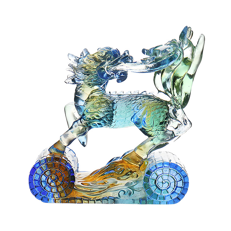 উইজডম কিরিন ব্লু অ্যাম্বার সবুজ রঙের কাচের ক্রিস্টাল অলঙ্কার