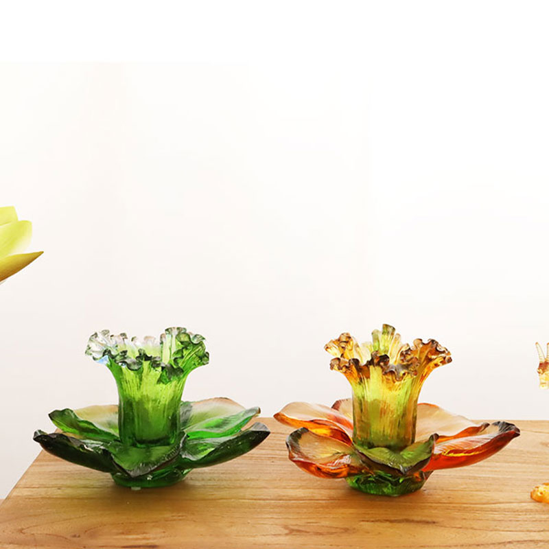 কাচের পাপড়ি আকৃতির মোমবাতি ধারক