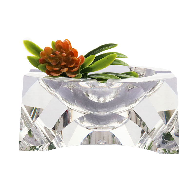 সহজ জ্যামিতিক নকশা স্বচ্ছ গ্লাস স্ফটিক অ্যাশট্রে