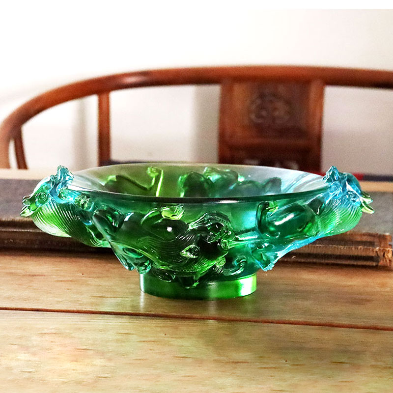 স্বচ্ছ সবুজ কাচের ফলের প্লেট