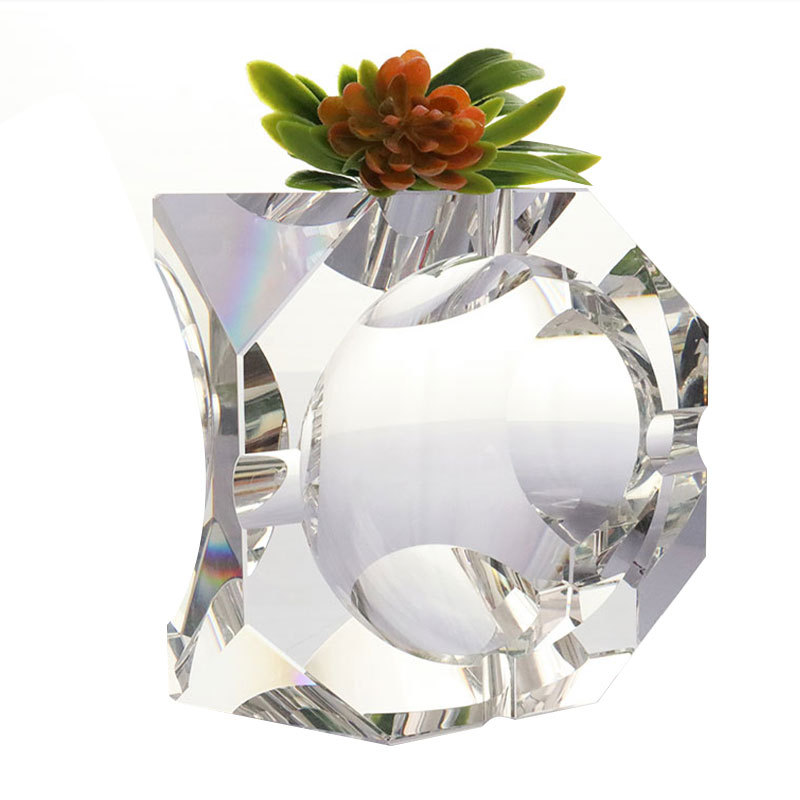 সহজ জ্যামিতিক নকশা স্বচ্ছ গ্লাস স্ফটিক অ্যাশট্রে
