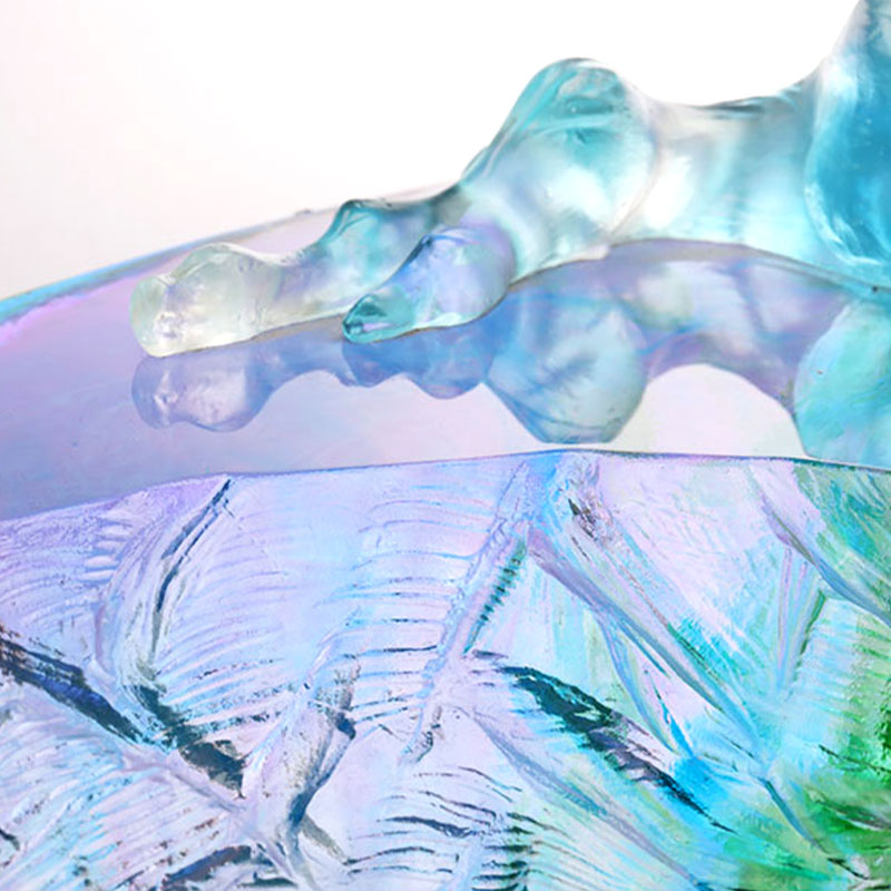 পাখি প্রসাধন সঙ্গে ক্রিস্টাল গ্লাস ফলের বাটি