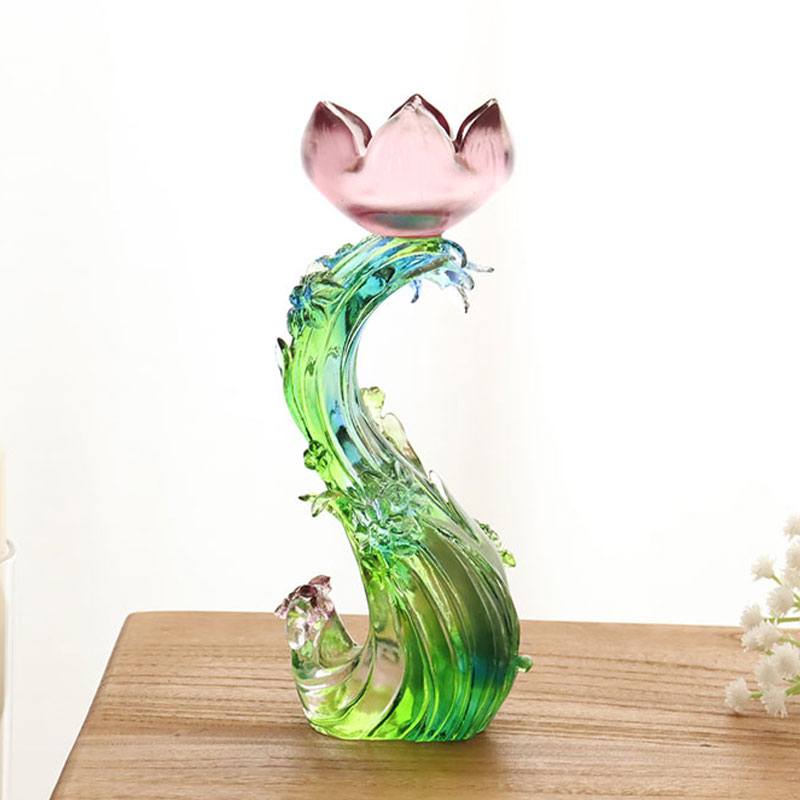 ক্রিস্টাল গ্লাস লোটাস আকৃতির মোমবাতি