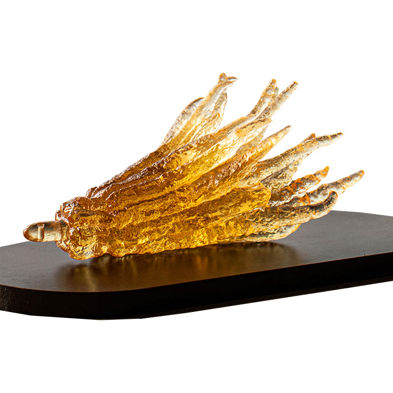 হাতের আকৃতির সোনালি রঙের কাচের ধূপ ধারক