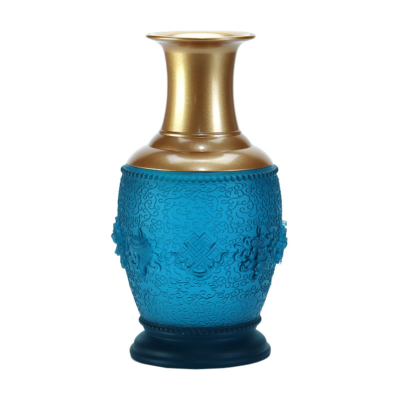 রয়্যাল ব্লু আটটি শুভ প্রতীক বৌদ্ধ বেদি ক্রিস্টাল গ্লাস অফার