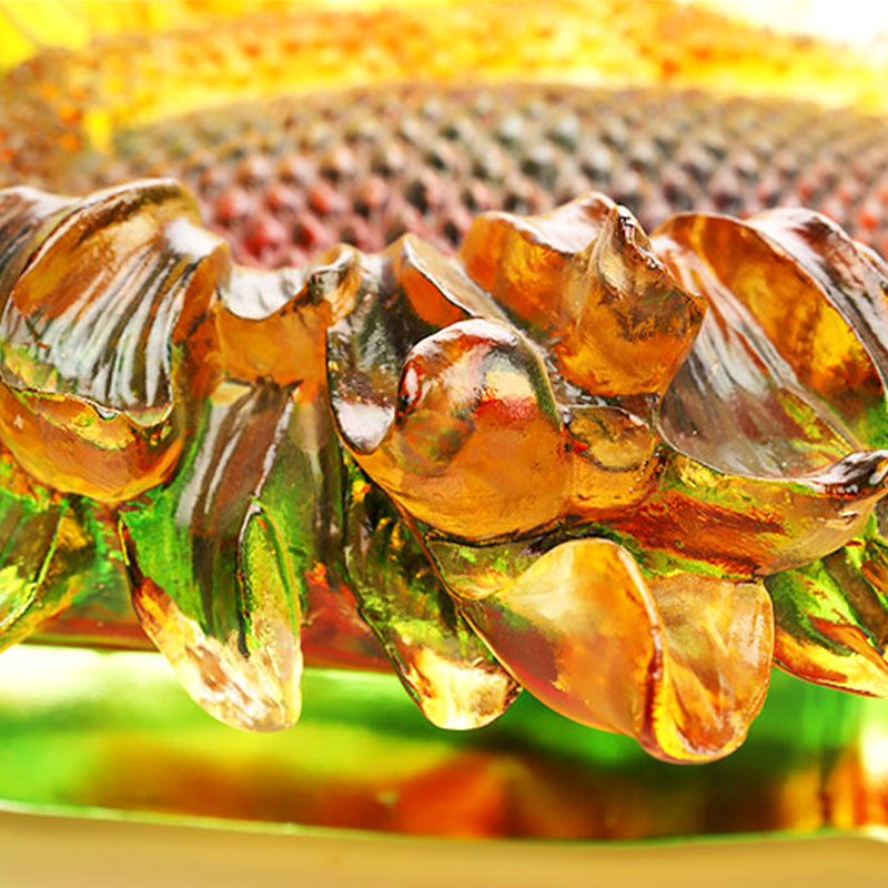 সূর্যমুখী আকৃতির রঙিন গ্লাস গ্লাস ফলের ট্রে