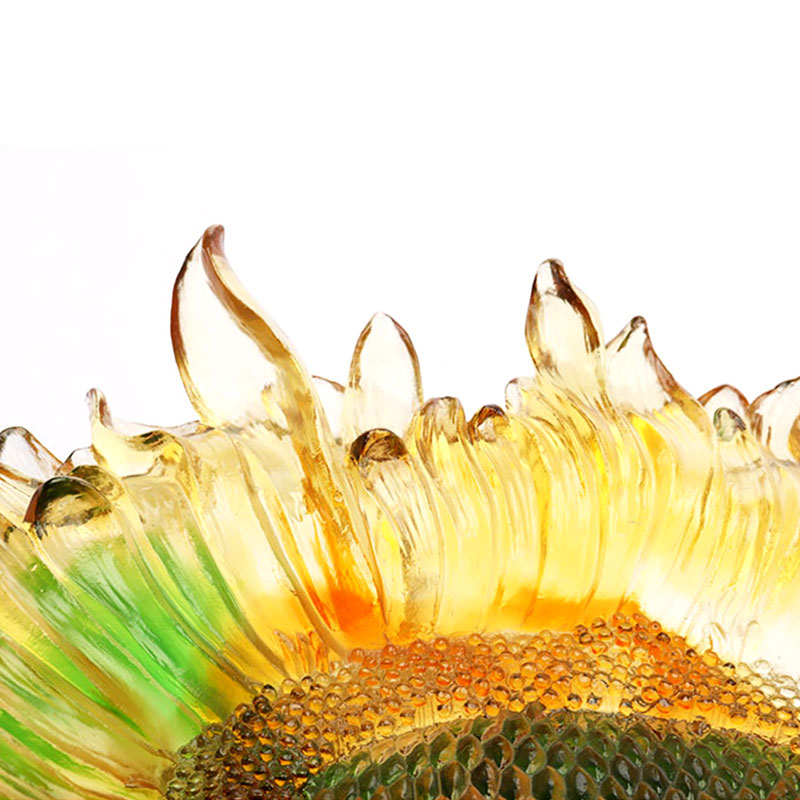 সূর্যমুখী আকৃতির রঙিন গ্লাস গ্লাস ফলের ট্রে