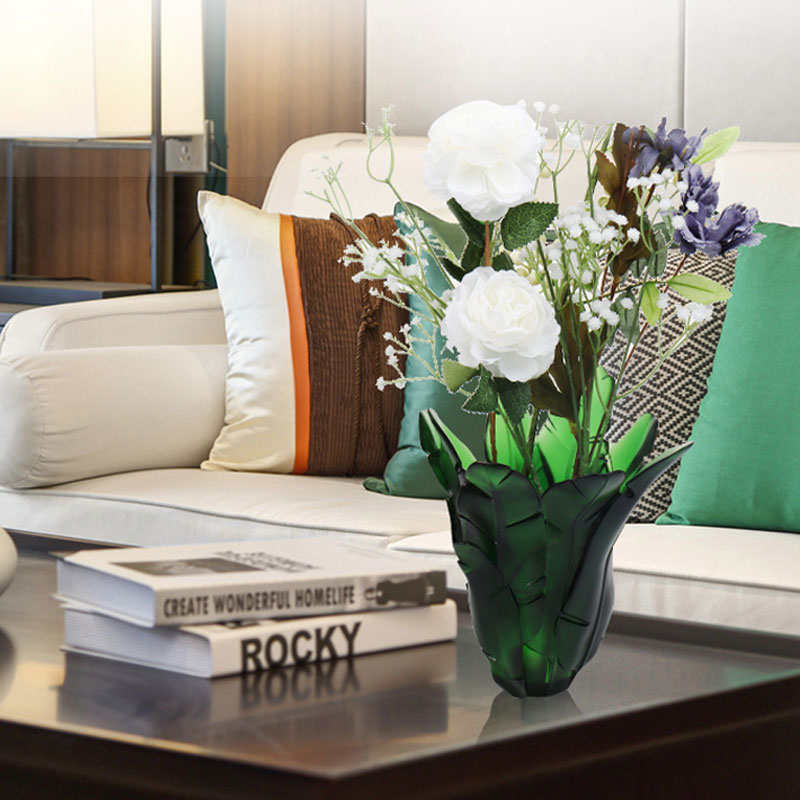 বাড়ির সাজসজ্জা সবুজ কলা পাতার গ্লাস ফুলদানি