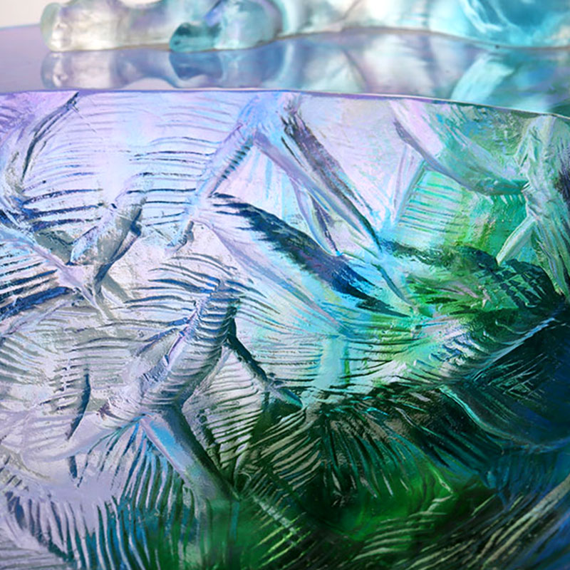 পাখি প্রসাধন সঙ্গে ক্রিস্টাল গ্লাস ফলের বাটি