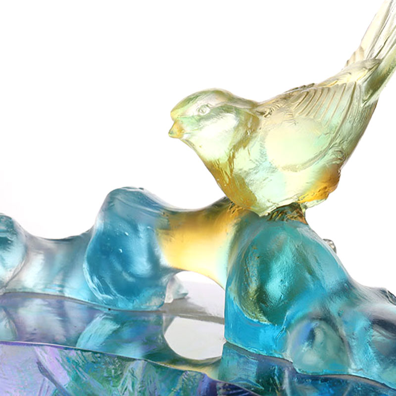 পাখি প্রসাধন সঙ্গে ক্রিস্টাল গ্লাস ফলের বাটি