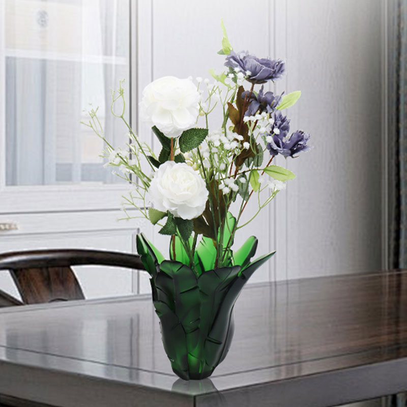 বাড়ির সাজসজ্জা সবুজ কলা পাতার গ্লাস ফুলদানি