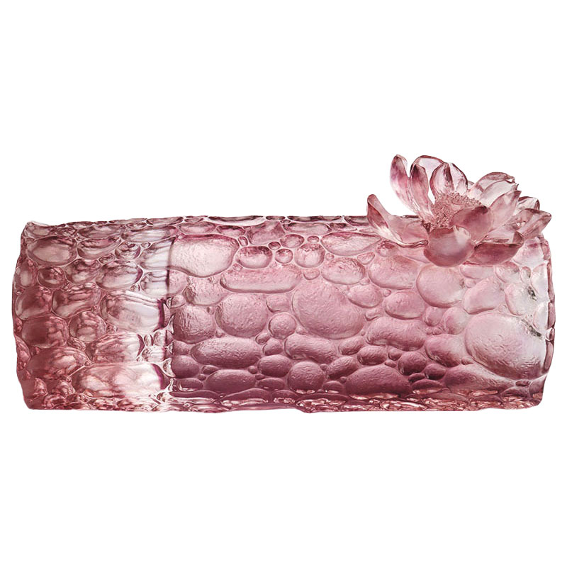 নুড়ি জমিন বেগুনি গোলাপী কাচের দানি