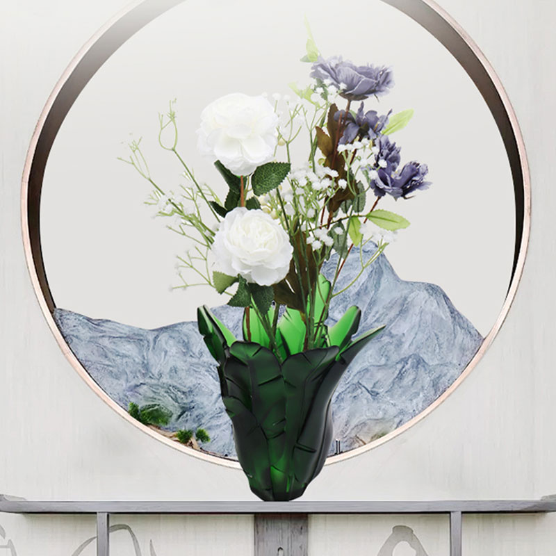 বাড়ির সাজসজ্জা সবুজ কলা পাতার গ্লাস ফুলদানি