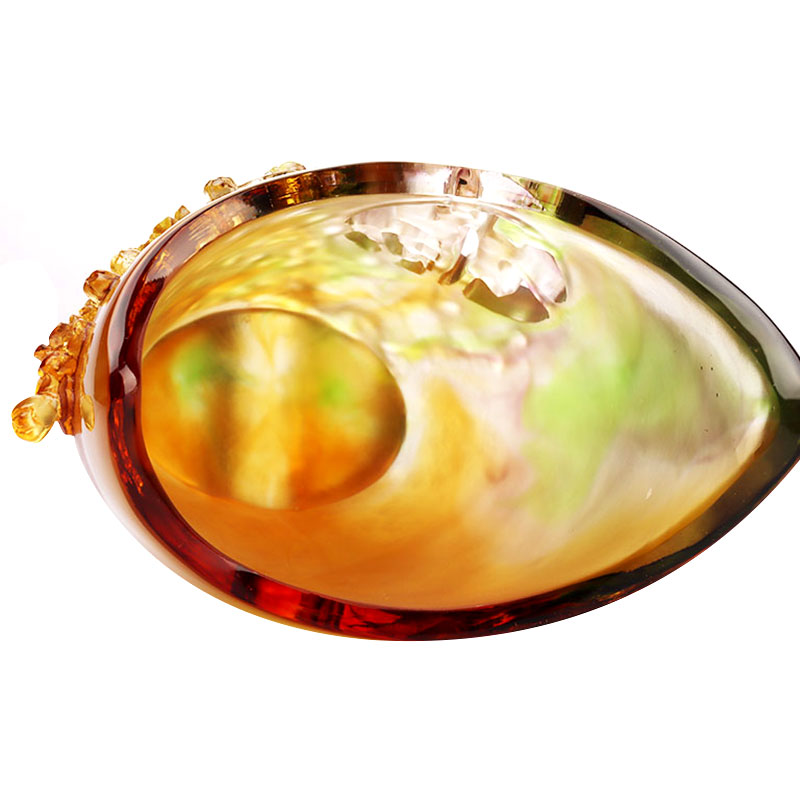 বাড়ির সজ্জা প্লাম ব্লসম খোদাই করা ডিজাইন অ্যাম্বার গ্লাস ফুলদানি