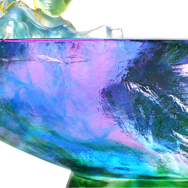 পাখি প্রসাধন সঙ্গে ক্রিস্টাল গ্লাস ফলের বাটি