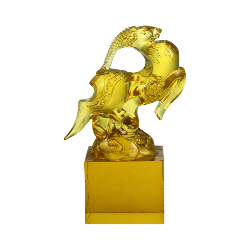 সোনার স্বচ্ছ ভেড়া আকৃতির কাচের ক্রিস্টাল সীল