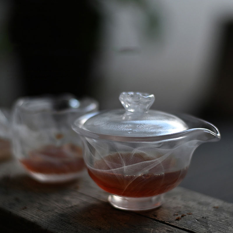 চা পট, চায়ের কাপ সহ স্বচ্ছ কাচের চা সেট
