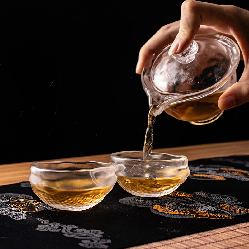 চা পট, চায়ের কাপ সহ স্বচ্ছ কাচের চা সেট