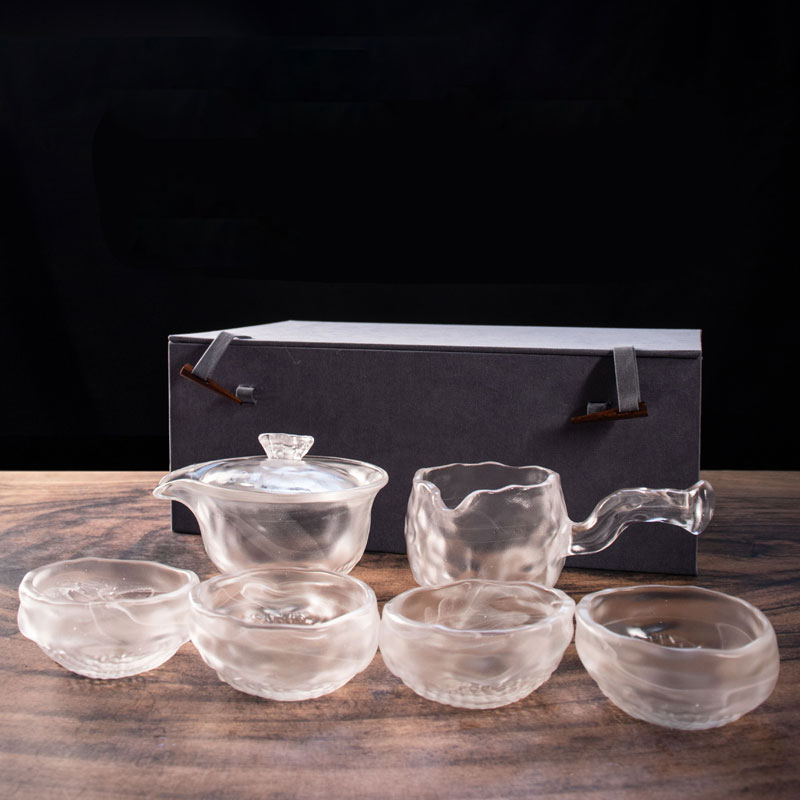 চা পট, চায়ের কাপ সহ স্বচ্ছ কাচের চা সেট