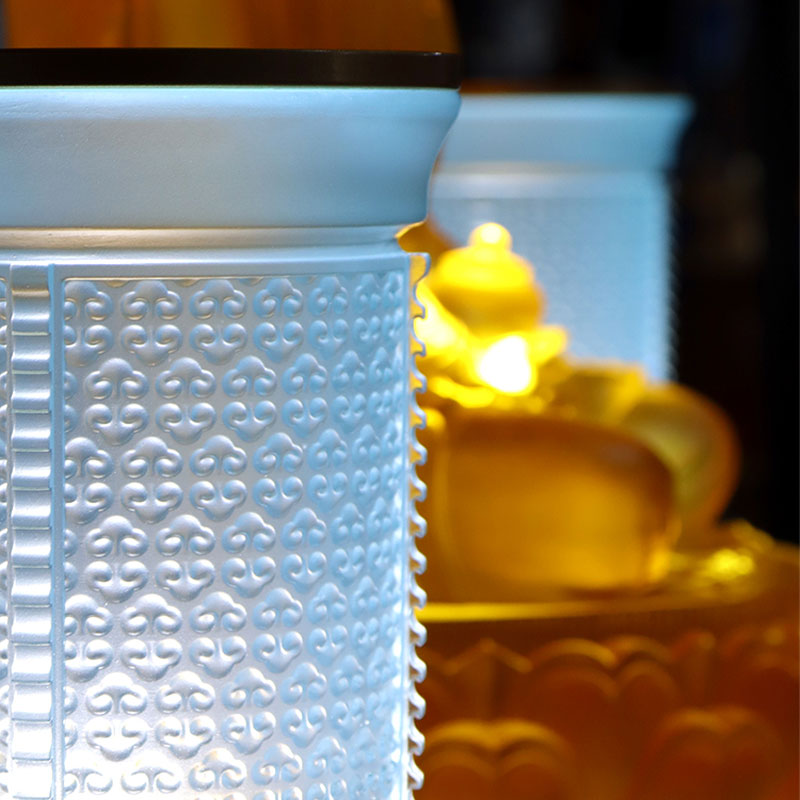 হালকা নীল রুই সিরিজের গ্লাস বৌদ্ধ বেদীর নৈবেদ্য সেট