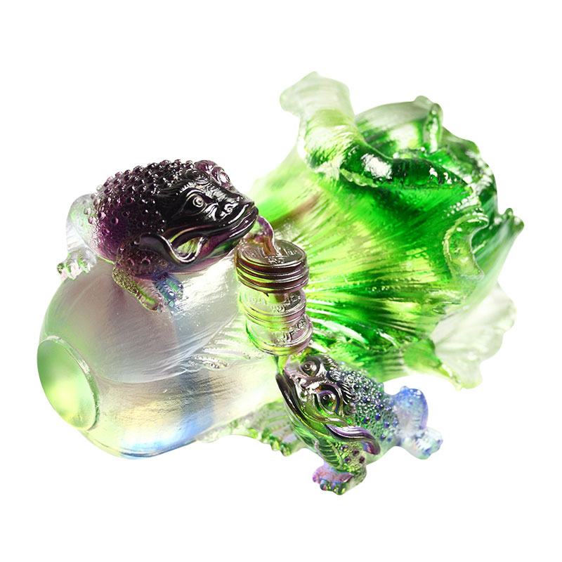 ক্রিস্টাল গ্লাস গোল্ডেন টড ভাস্কর্য অলঙ্কার