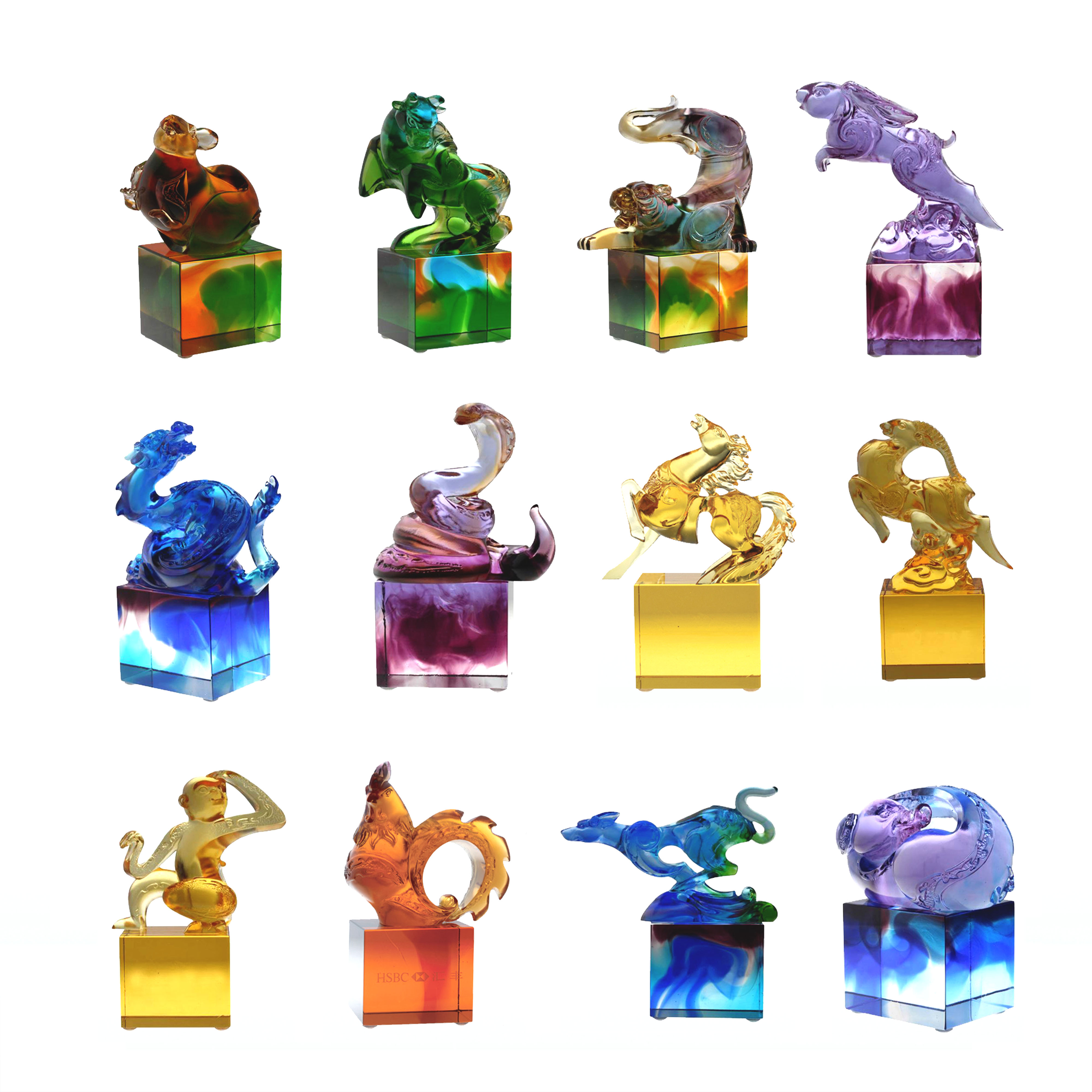 নীল-সবুজ শাস্ত্রীয় কাচের সিল অলঙ্কার